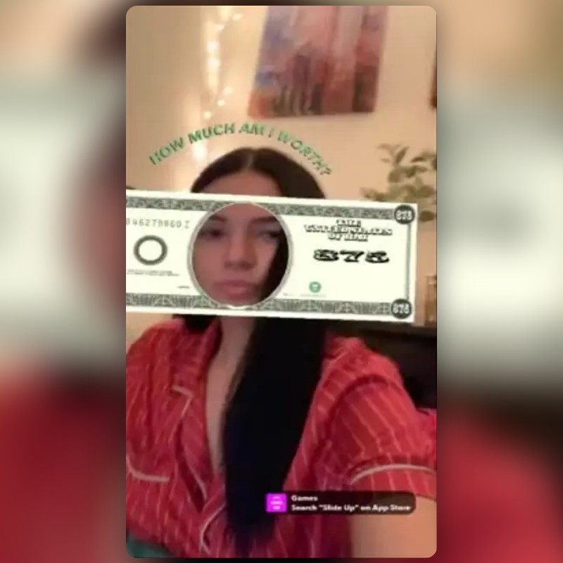 HOW MUCH R U WORTH Lens by Slide Up App😂💕 Snapchat Lenses and Filters