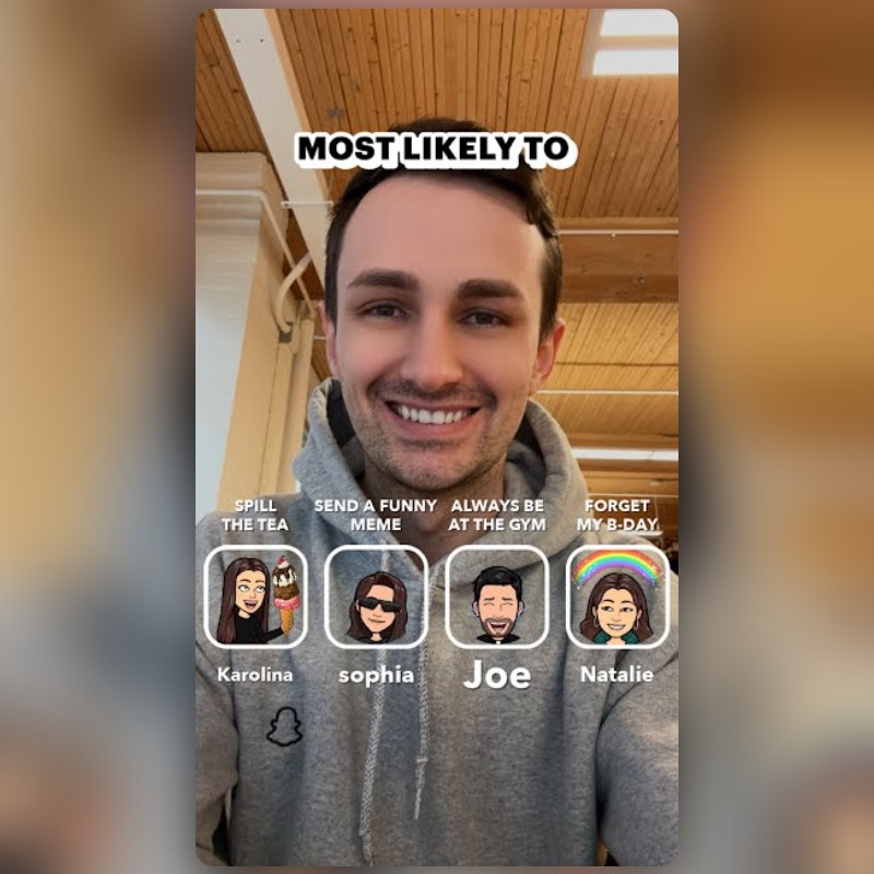 Snapchatが作成したMost likely friendsフィルター | Snapchatレンズ